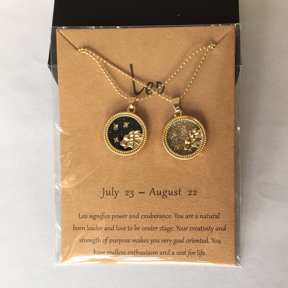 🍏50% OFF/3+...♌ Zodiac Leo double chain necklace set